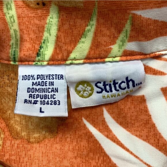 Stitch Hawaiian Tropical Short Sleeve Shirt 100% Polyester Men's Size L - Picture 5 of 5